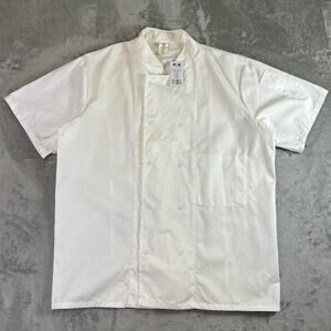 PBV Chef Jacket Mens White Short Sleeve Kitchen Uniform Button Up Workwear